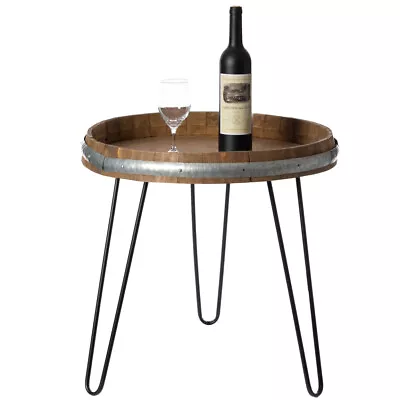 Wooden Wine Barrel Head End Table Accent Coffee Table • $125.53