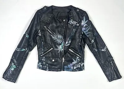 BlankNYC Jacket Women’s XS Vegan Faux Leather Studded Floral Moto Biker • $60