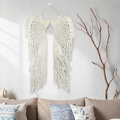 Angel Wings Macrame Wall Hanging Tapestry Woven Bohemian For Home Wedding Decor • $14.48