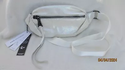 NEW Aimee Kestenberg  MILAN Leather Belt Bag WHITE IRIDESCENT HOLOGRAPHIC SNAKE  • $52