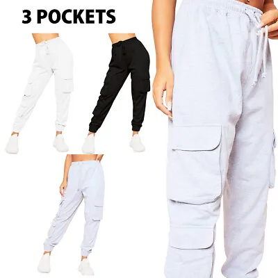 Womens Joggers Cargo Combat Trousers Ladies Tracksuit Bottoms Jogging Gym Pants • £11.99