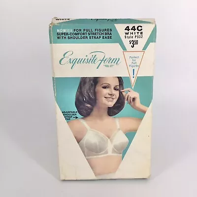 Vintage Bra Exquisite Form Ful-ly P532 Brassiere 44C White 1960’s NOS 003 • $18.99