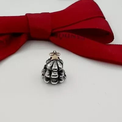 $39 • Buy New Genuine Pandora Silver 14k Gold Christmas Tree Two Tone Charm #790365 ***