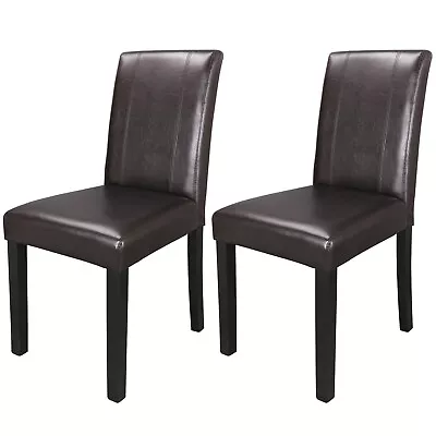 2 Dining Room Parson Chairs Kitchen Formal Elegant Leather Backrest Restaurant • $73.58