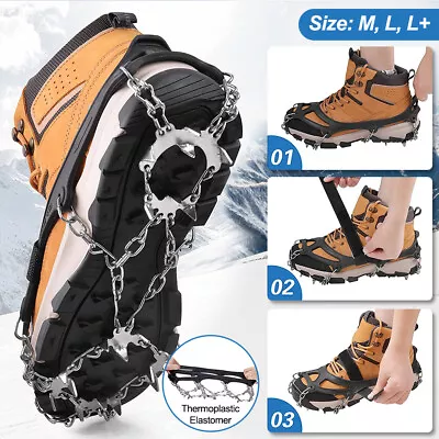 Ice Crampons Shoes 19 Micro Spikes Ice Cleats For Boots Anti Slip Ice Grip Spike • $28.07