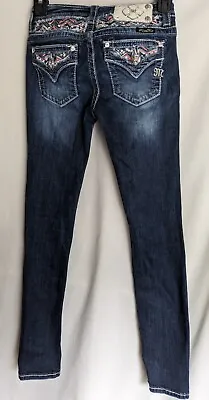 Miss Me Girl's Jeans Size 14 Dark Wash Skinny Distressed  • $29.30