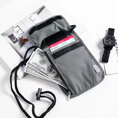 Mini Travel Wallet Bag Neck Stash Pouch Passport Card Holder RFID Cross Body • £6.08