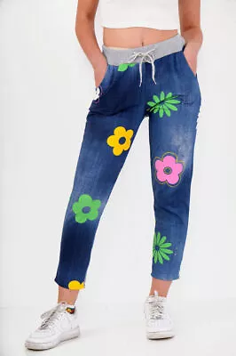 Womens Joggers Italian Floral Print Trousers Casual Jogging Bottoms Ladies Pants • £14.99