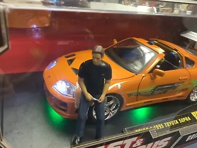 Brian’s TOYOTA SUPRA 1/18 W/ Lights 2/ Brian Figure Jada  FAST AND FURIOUS  • $129.99