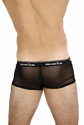 Mens Manview Boxer Brief Black Sexy Mesh  • £21.96