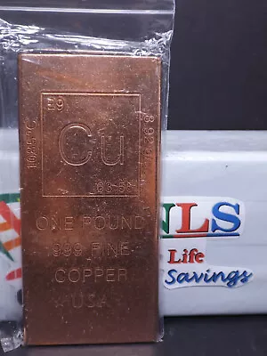 1 Pound Lb (16 Oz) Element Copper Bullion Bar .999 • $19.98