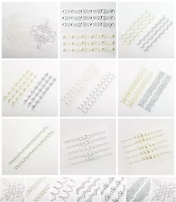 Self Adhesive Diamante Gem Stickers - Pearl & Rhinestone Stick On Border Strips • £2.50