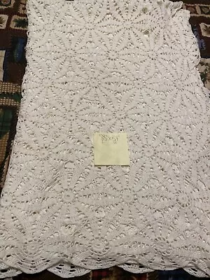 Vintage Handmade Crochet Tablecloth Bed Cover 85”x54” White Color  • $25