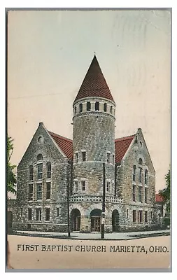 First Baptist Church MARIETTA OH Ohio Vintage 1908 Postcard • $4.99