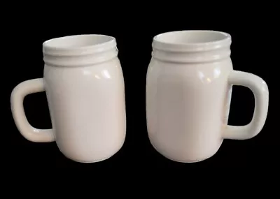 Ceramic 16oz White Mason Jar Mugs (2) By Celebrate It • $15.99