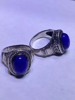Vintage 925 Sterling Silver Bezel Set Lapis Lazuli Ring Size 10- Free Shiping! • $29.99