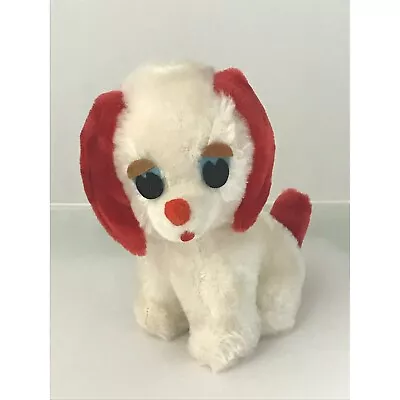 Vintage 1966 Khara Kreations Puppy Dog Plush Stuffed Animal White Red 7 Inches • $10.40