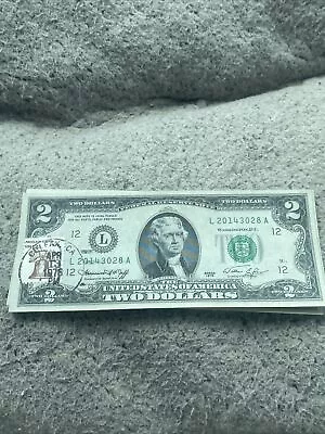 Uncirculated First Day Issue US 2 Dollar Bill Stamped Postmarked April 13 1976 • $25