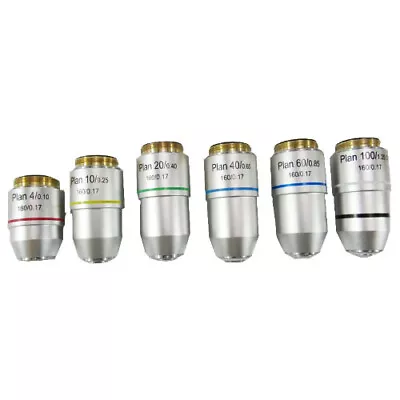 Biological Microscope Objective Lens 4X 10X 20X 40X 60X 100X RMS Thread 160/0.17 • $28.21