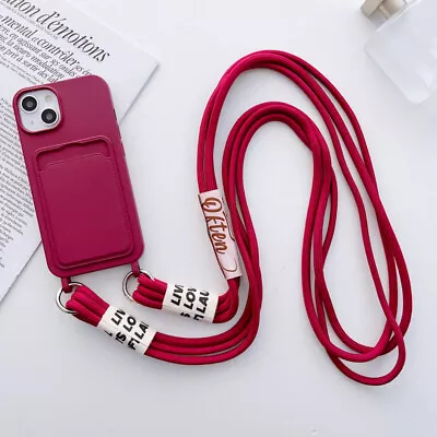 Case For IPhone 15 14 13 Pro Max 12 Crossbody Neck Strap Card Shockproof Cover • £2.39
