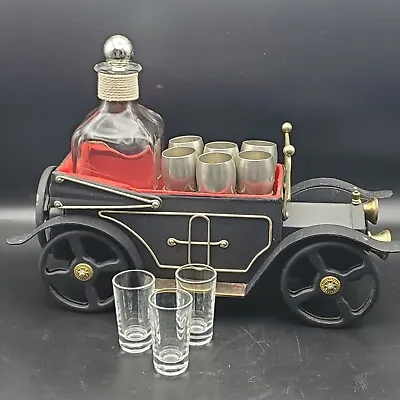 Vtg 60s  1918 Ford Car Caddy Decanter & 3 Shot Glasses MUSICAL   HOW DRY I AM  • $99.99