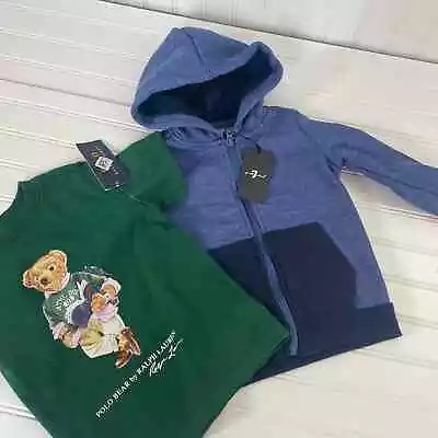 NWT Polo Ralph Lauren & 7 For All Mankind Boys Tee Shirt & Jacket SET Size 2T • $45
