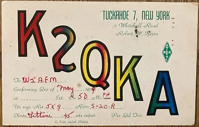 QSL Card - Tuckahoe NY - 1959 - K2QKA • $6