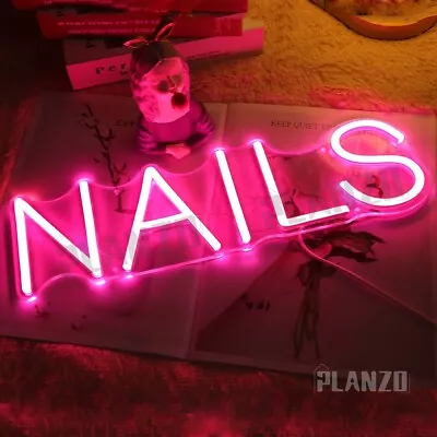 Planzo NAILS Neon Light Sign Salon Open Spa For Advertising Display Window Wall • $28