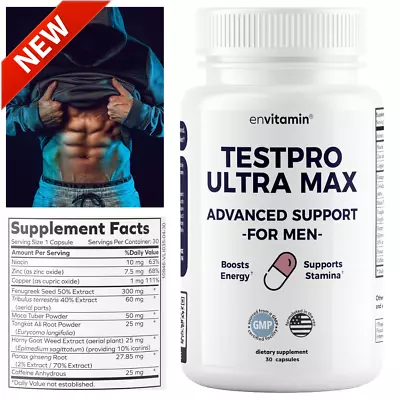 Testpro Ultra Max For Men Boost Energy Build Muscle Improve Stamina 30 Capsule • $35.95