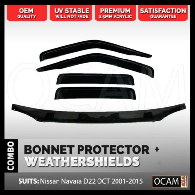 Bonnet Protector Weathershields For Nissan Navara D22 10/2001-15 Visors • $149