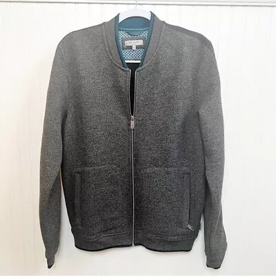 Ted Baker London Gray Textured Full Zip Whatts Bomber Jacket Men’s Large • $50