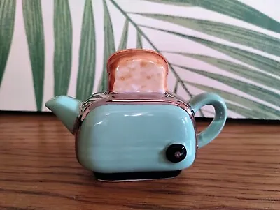 The Teapottery Tiny Toaster Miniature Teapot Green Retro Ceramic Decorative Only • £8.99