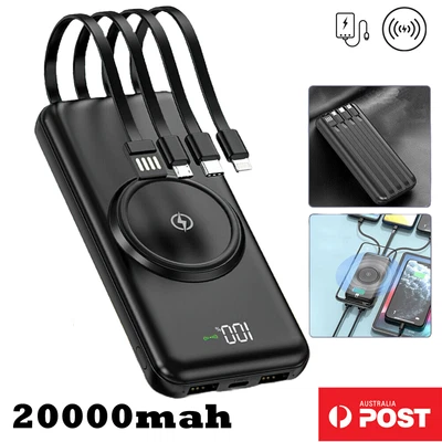 $28.99 • Buy 20000mAh Wireless Power Bank Dual USB Fast Portable Phone LED Battery Charger