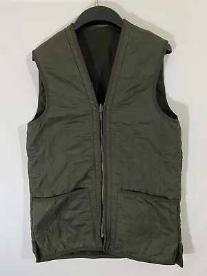 Vintage Barbour Vest Mens Small Green Quilted Fleece Lined Fisherman Hiking Warm • $54.99