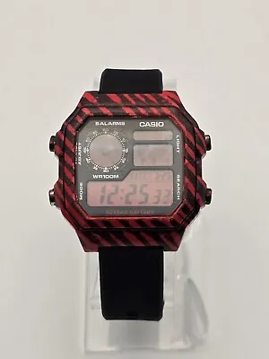 Casio Royale Tigers Blood AE-1200WH World Time Chrono Watch Illuminator Black  • $94.99