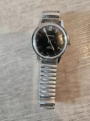 $24.99 • Buy Vintage Caravelle Mens Watch Black Chrome N3 Manual Wind  Parts Or Restore