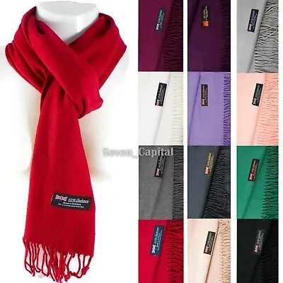 Mens Womens Winter Warm SCOTLAND Made 100% CASHMERE Scarf Scarves Plain Wool • $7.48