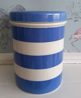 Vintage T G Green Large 7 Inches Blue Cornishware Storage Jar  Black Backstamp  • £25