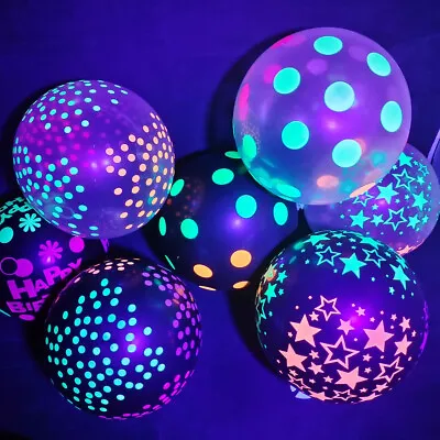 £2.75 • Buy 12'' Fluorescent Party Balloon Neon UV Blacklight Clear Star Point Glowing Decor