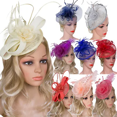 Women's Vintage Derby Fascinator Hat Pillbox Headband Feather Cocktail Tea Party • $13.99