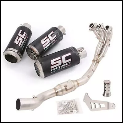 Full System For Yamaha MT-09 2020-2023 Carbon Tail Muffler Exhaust Header Pipe • $302.39