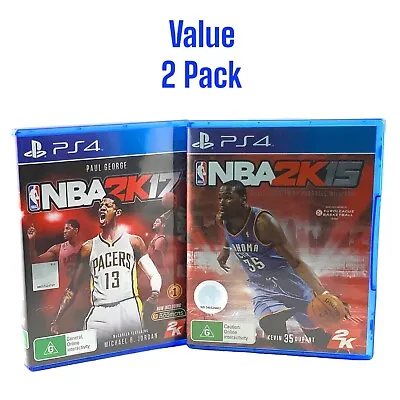 NBA 2K17 / NBA 2K15 ( PS4 2016 ~ 2014 Release ) Sports 2 Pack  R 4 Pre-owned VGC • $13.90