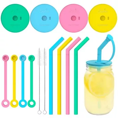 Silicone Mason Jar Lids With Straw/Silicone Stoppers/Clean Brush For Wide Mo... • $21.20