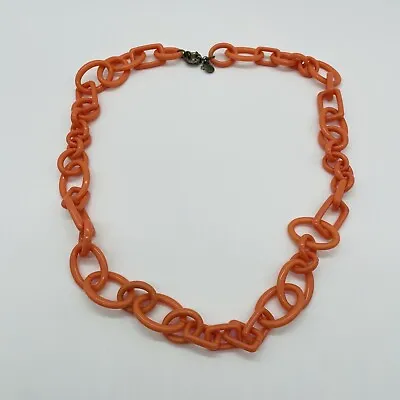 J Crew Necklace Pink Coral Chunky Chain Link Single Strand Jewelry 34  Signed • $7.48