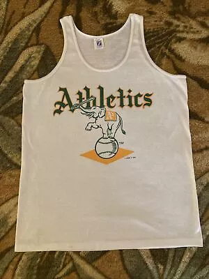 Vintage 80s Oakland Athletics A’s Tank Top Large Single Stitch Logo 7 Stomper As • $30