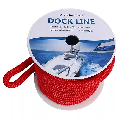 1PC 5/8in 50FT Double Braided Nylon Dock Lines Marine Boat Mooring Rope Working • $36.99