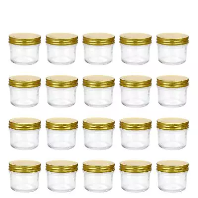 4 Oz Clear Glass Jars With Lids(Golden)Small Spice Jars For HerbJellyJams... • $31.31