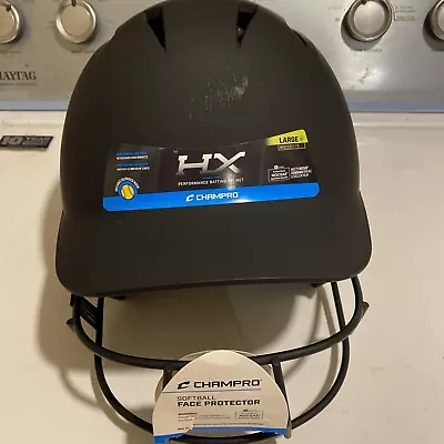 Champro Batting Helmet With Face Guard Size Large 7-71/2”Black Baseball/Softball • $25