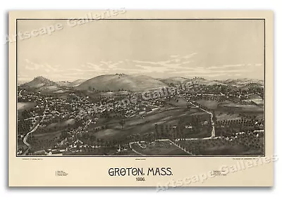 Groton Massachusetts 1886 Historic Panoramic Town Map - 20x30 • $18.95