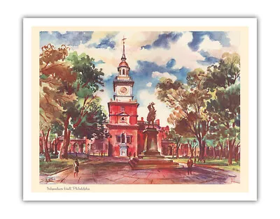 Independence Hall - Vintage United Air Lines Travel Poster By Joseph Fehér 1948 • $27.98